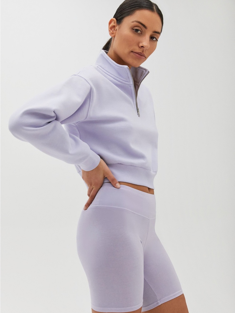 Aritzia TNA Cozy Fleece Perfect Oversized Cropped  Sweatshirt Size M Lilac
